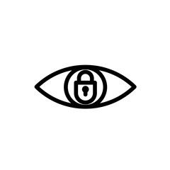 See password cyber security icon with black outline style. watch, eye, see, symbol, password, vision, look. Vector Illustration