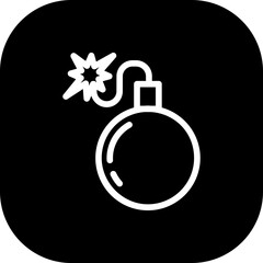 Bomb cyber security icon with black filled line outline style. sign, isolated, white, web, symbol, background, concept. Vector Illustration