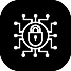 Lock cyber security icon with black filled line outline style. lock, protection, safety, security, password, padlock, safe. Vector Illustration