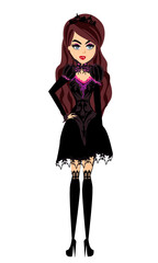 Beautiful Sexy Gothic Female Vampire - illustration, character isolated from background - 646258915