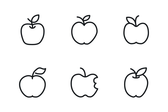 Simple line set of apple icons.