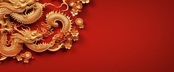 Happy New Year 2024, Zodiac sign year of the Dragon, Happy Chinese New Year 2024 banner. Chinese zodiac symbol, Lunar new year concept.
