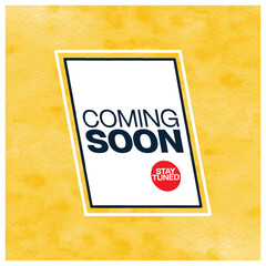 coming soon yellow water color background social media banner or post design