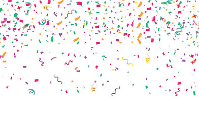 Falling  confetti isolated on transparent background. Bright festive tinsel.