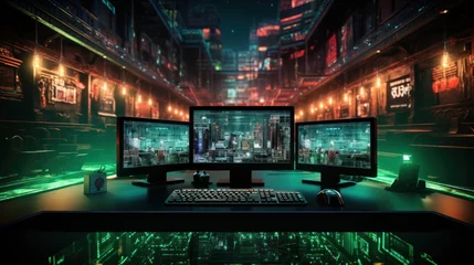Fotobehang Cyber-themed computer wallpaper.  © DreamPointArt