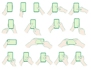 スマホを操作する手（緑）