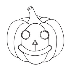 Single line pumpkin halloween face vector art illustration