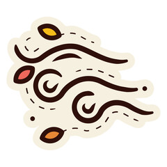 wind blowing leaves sticker

