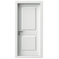 classic framed molded entry white wooden door isolated on transparent