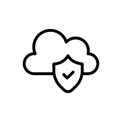 Cloud cyber security icon with black outline style. cloud, set, web, internet, symbol, technology, network. Vector Illustration