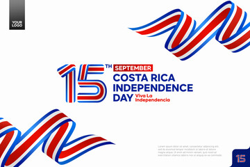 Obraz premium Costa Rica Independence Day logotype on September 15th with flag background