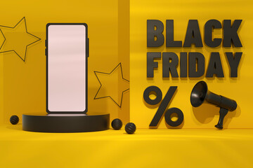 Black Friday Concept Yellow Background