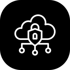 Cloud lock cyber security icon with black filled line outline style. internet, web, cloud, lock, security, computer, technology. Vector Illustration