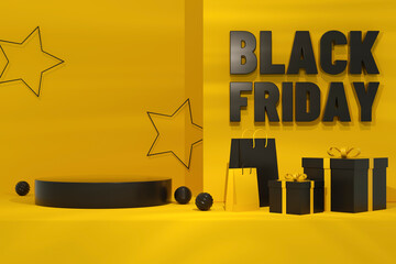Black Friday Concept Yellow Background