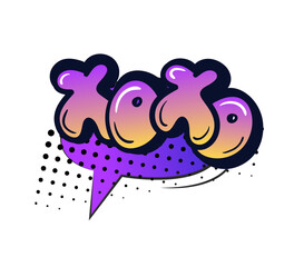 Comic speech bubble with emotion and text. Comic bubble speech clouds. Cartoon xoxo comic sign vector.