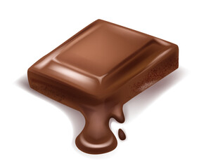 Chocolate. Pieces, shavings. 3D realistic vector set, horizontal and vertical splash of chocolate