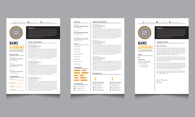 Black & White Modern Resume and Cover Letter Layout