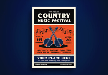Black Retro Country Music Flyer Layout