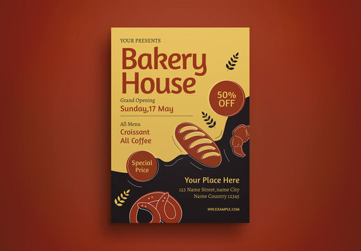 Brown Retro Bakery House Flyer Layout