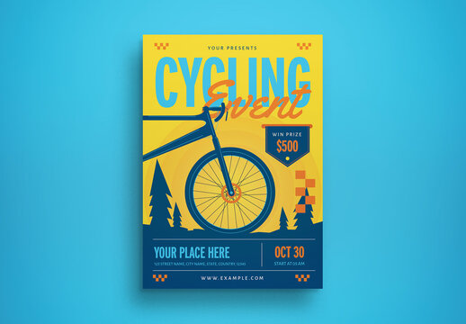 Yellow Retro Cycling Event Flyer Layout