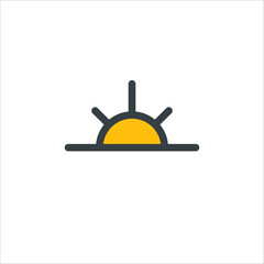 Sunrise sunset minimal icon vector. Simple brightness sign. energy element, sunny weather. Stock vector illustration isolated on white background.