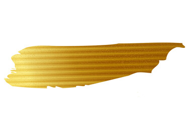 Gold paint brush stroke. Abstract gold glittering textured art illustration. Gold paint smear with glittering texture.