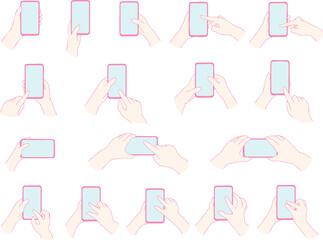 スマホを操作する手（ピンク）