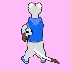 Ferret icon of an athlete with a ball on the back. Mink mascot.