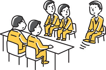 面接から逃げようとする男性