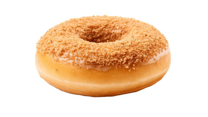 Glazed donut with cinnamon powder isolated on transparent or white background