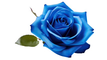 Single blue rose isolated on white background