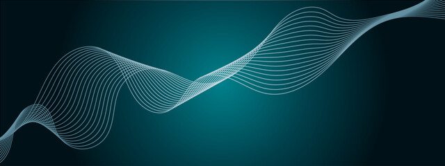 Abstract wavy information technology smooth wave lines background. Design used for banner, presentation, web design, cover, web, flyer, card, poster, texture, slide, magazine, data visualization.