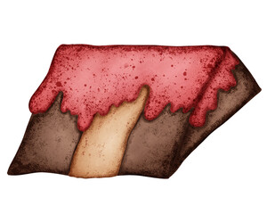 Chocolate chiffon cake with strawberry glaze