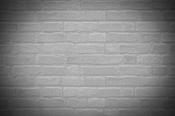 Brick wall, antique old grunge white grey texture wide panorama background.