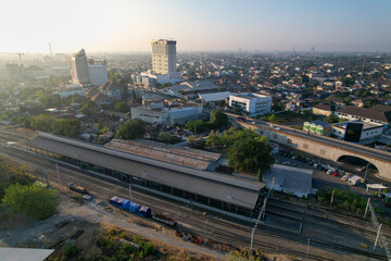 Landmark Surakarta, Purwosari Fly over urban city of Surakarta in the morning
