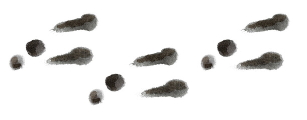 Brown rabbit paw prints.Hand drawn watercolor illustration on white background for design of cards, fabric prints, posters