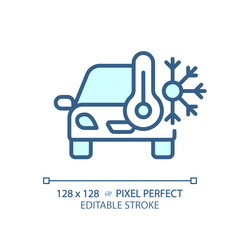 2D pixel perfect editable blue car air conditioner icon, isolated vector, thin line illustration representing car service and repair.