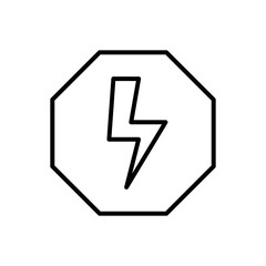 High voltage safety icon with black outline electricity, sign, voltage, power, energy, electric, high. Vector illustration