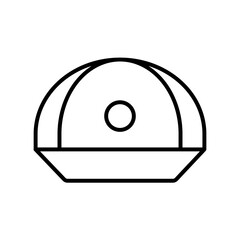 Helmet safety icon with black outline. helmet, symbol, safety, worker, sign, equipment, construction. Vector illustration