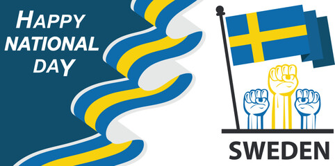 Sweden National Day Banner Abstract Celebration Geometric Decoration,creative banner design..eps