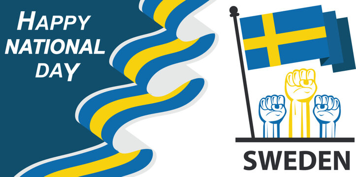 Sweden National Day Banner Abstract Celebration Geometric Decoration,creative banner design..eps
