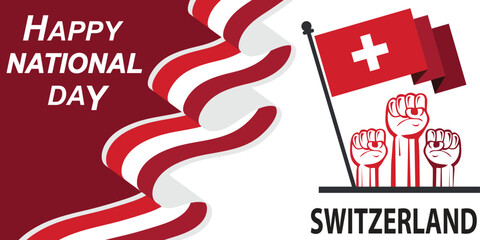 Switzerland national day banner,National day or Independence day design, Modern retro design with abstract banner design..eps