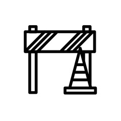 Barrier safety icon with black outline. barrier, protection, line, sign, safety, outline, isolated. Vector illustration