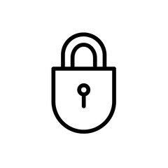 Lock safety icon with black outline. lock, safety, protection, security, symbol, password, safe. Vector illustration