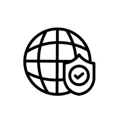Browser safety icon with black outline. browser, internet, symbol, network, website, sign, web. Vector illustration