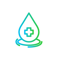 Obraz premium Hygiene safety icon with blue and green gradient outline. hygiene, clean, virus, symbol, soap, hand, protection. Vector illustration