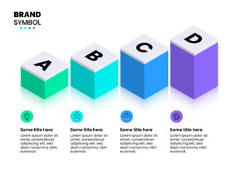 Infographic template. 4 isometric growing columns with text