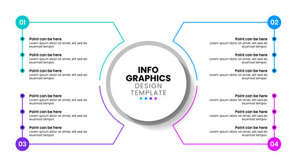 Infographic template. Circle with 4 steps and points