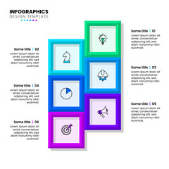 Infographic template. 6 frames with icons and text