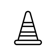 Traffic cone safety icon with black outline style. cone, construction, symbol, warning, object, isolated, stop. Vector Illustration